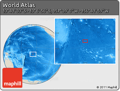 Shaded Relief Location Map of the Area around 13° 24' 15" S, 157° 10' 30" W
