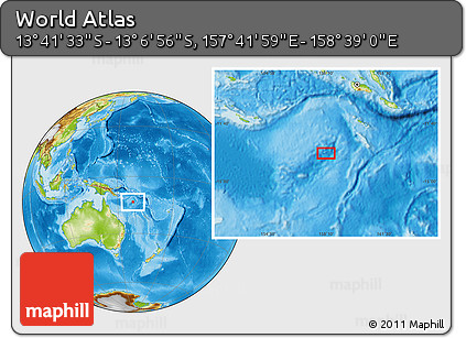 Physical Location Map of the Area around 13° 24' 15" S, 158° 10' 30" E