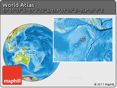 Physical Location Map of the Area around 13° 24' 15" S, 158° 10' 30" E