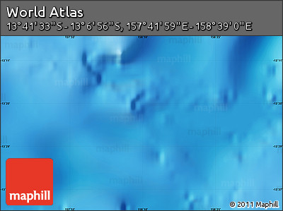 Physical Map of the Area around 13° 24' 15" S, 158° 10' 30" E