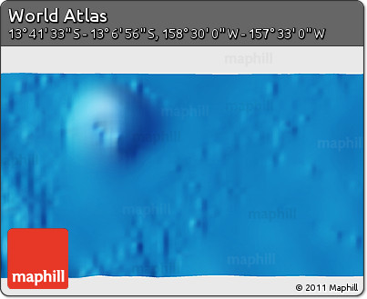 Physical 3D Map of the Area around 13° 24' 15" S, 158° 1' 30" W