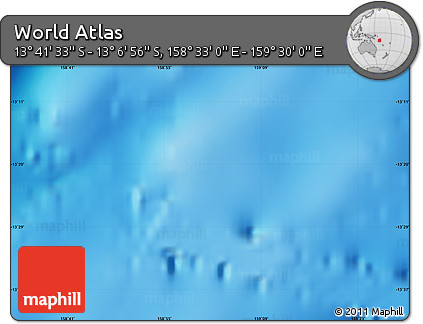 Physical Map of the Area around 13° 24' 15" S, 159° 1' 30" E