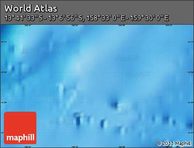 Physical Map of the Area around 13° 24' 15" S, 159° 1' 30" E