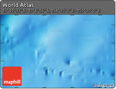 Physical Map of the Area around 13° 24' 15" S, 159° 1' 30" E