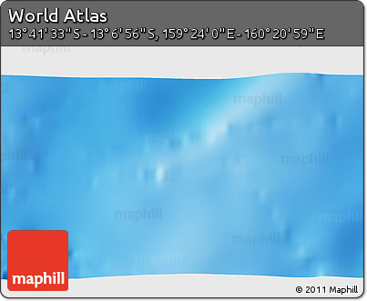 Shaded Relief 3D Map of the Area around 13° 24' 15" S, 159° 52' 30" E
