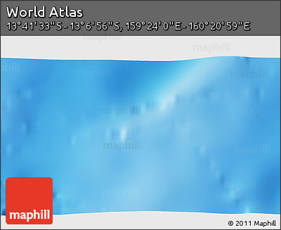 Shaded Relief 3D Map of the Area around 13° 24' 15" S, 159° 52' 30" E