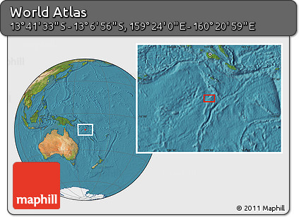 Satellite Location Map of the Area around 13° 24' 15" S, 159° 52' 30" E