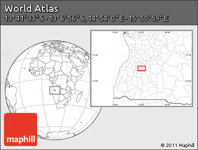 Blank Location Map of the Area around 13° 24' 15" S, 15° 22' 30" E