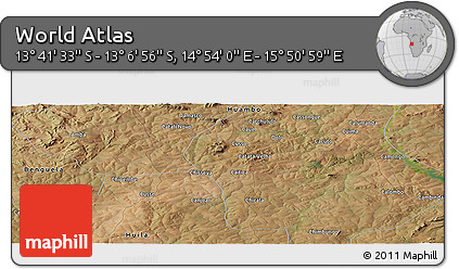 Satellite Panoramic Map of the Area around 13° 24' 15" S, 15° 22' 30" E