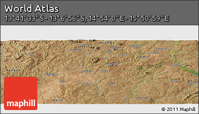 Satellite Panoramic Map of the Area around 13° 24' 15" S, 15° 22' 30" E
