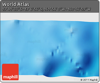 Physical 3D Map of the Area around 13° 24' 15" S, 161° 25' 30" W