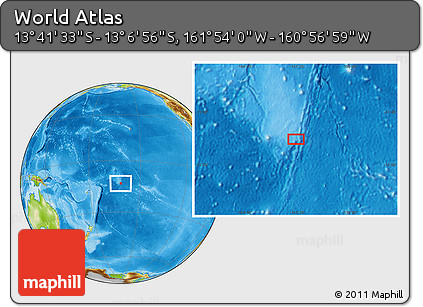 Physical Location Map of the Area around 13° 24' 15" S, 161° 25' 30" W