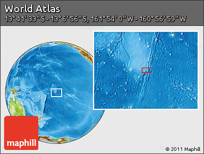Physical Location Map of the Area around 13° 24' 15" S, 161° 25' 30" W