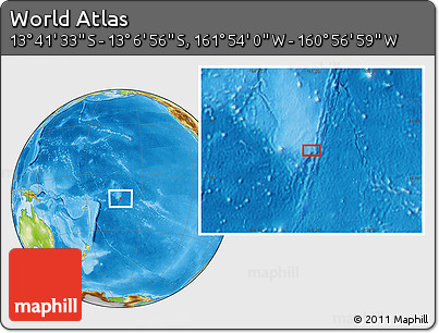 Physical Location Map of the Area around 13° 24' 15" S, 161° 25' 30" W