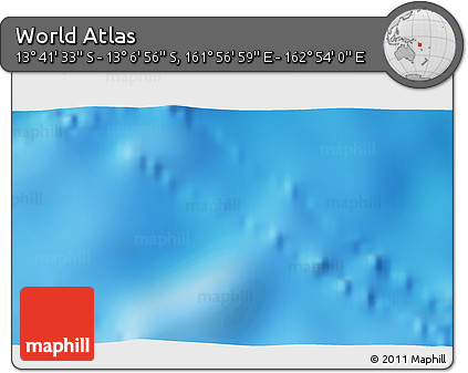 Shaded Relief 3D Map of the Area around 13° 24' 15" S, 162° 25' 30" E