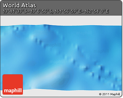 Shaded Relief 3D Map of the Area around 13° 24' 15" S, 162° 25' 30" E