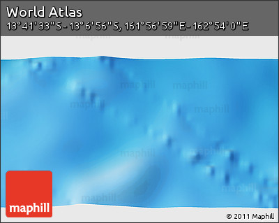 Shaded Relief 3D Map of the Area around 13° 24' 15" S, 162° 25' 30" E