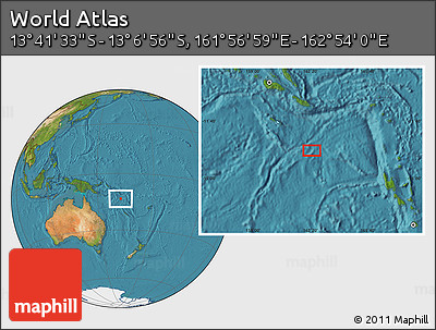 Satellite Location Map of the Area around 13° 24' 15" S, 162° 25' 30" E