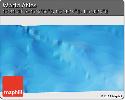 Political 3D Map of the Area around 13° 24' 15" S, 163° 16' 30" E