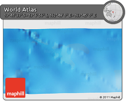 Shaded Relief 3D Map of the Area around 13° 24' 15" S, 163° 16' 30" E