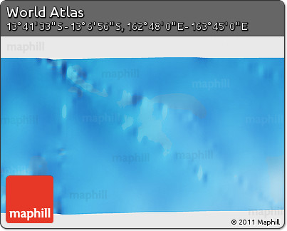 Shaded Relief 3D Map of the Area around 13° 24' 15" S, 163° 16' 30" E
