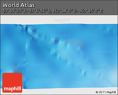 Shaded Relief 3D Map of the Area around 13° 24' 15" S, 163° 16' 30" E