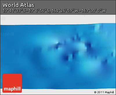 Physical 3D Map of the Area around 13° 24' 15" S, 163° 58' 29" W