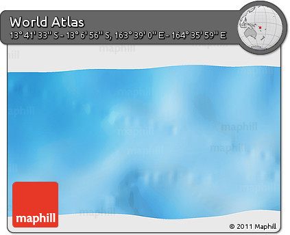 Shaded Relief 3D Map of the Area around 13° 24' 15" S, 164° 7' 30" E