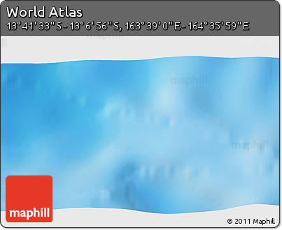 Shaded Relief 3D Map of the Area around 13° 24' 15" S, 164° 7' 30" E