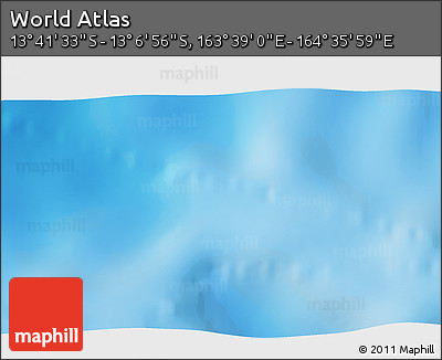Shaded Relief 3D Map of the Area around 13° 24' 15" S, 164° 7' 30" E