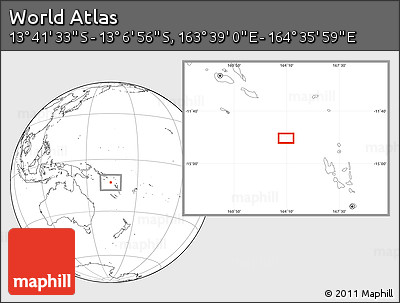 Blank Location Map of the Area around 13° 24' 15" S, 164° 7' 30" E