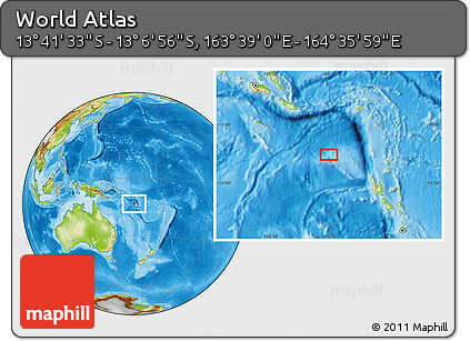 Physical Location Map of the Area around 13° 24' 15" S, 164° 7' 30" E