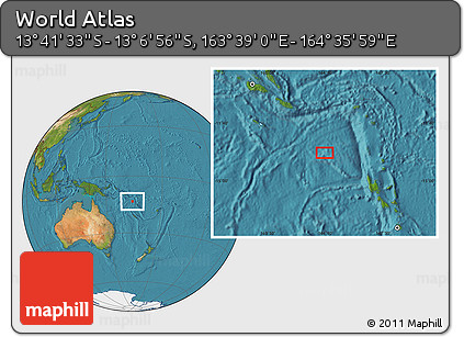 Satellite Location Map of the Area around 13° 24' 15" S, 164° 7' 30" E