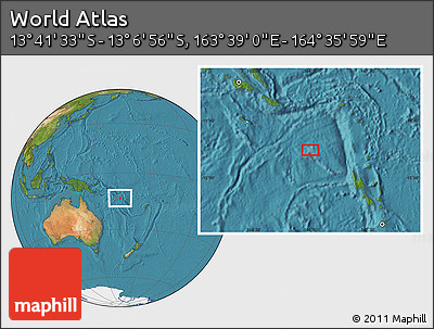 Satellite Location Map of the Area around 13° 24' 15" S, 164° 7' 30" E