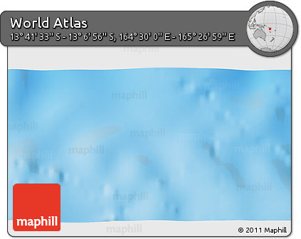Shaded Relief 3D Map of the Area around 13° 24' 15" S, 164° 58' 29" E