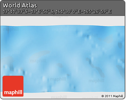 Shaded Relief 3D Map of the Area around 13° 24' 15" S, 164° 58' 29" E
