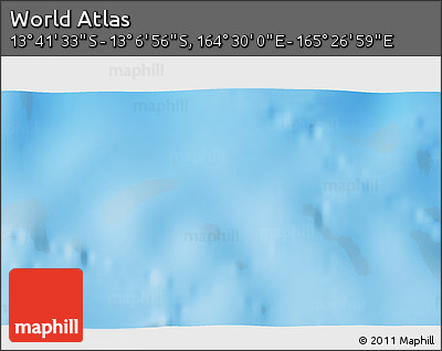 Shaded Relief 3D Map of the Area around 13° 24' 15" S, 164° 58' 29" E