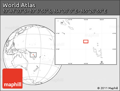 Blank Location Map of the Area around 13° 24' 15" S, 164° 58' 29" E