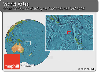 Satellite Location Map of the Area around 13° 24' 15" S, 164° 58' 29" E