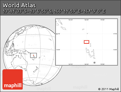Blank Location Map of the Area around 13° 24' 15" S, 166° 40' 30" E