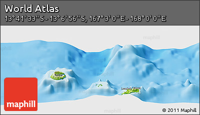 Physical Panoramic Map of the Area around 13° 24' 15" S, 167° 31' 30" E