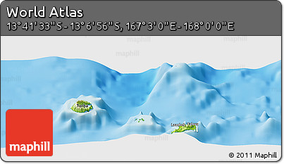 Physical Panoramic Map of the Area around 13° 24' 15" S, 167° 31' 30" E