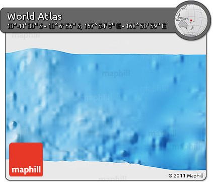 Shaded Relief 3D Map of the Area around 13° 24' 15" S, 168° 22' 30" E