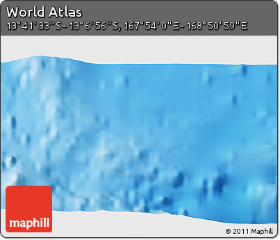 Shaded Relief 3D Map of the Area around 13° 24' 15" S, 168° 22' 30" E
