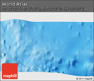 Shaded Relief 3D Map of the Area around 13° 24' 15" S, 168° 22' 30" E