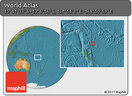 Satellite Location Map of the Area around 13° 24' 15" S, 168° 22' 30" E