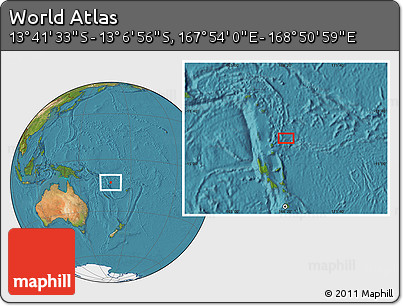 Satellite Location Map of the Area around 13° 24' 15" S, 168° 22' 30" E