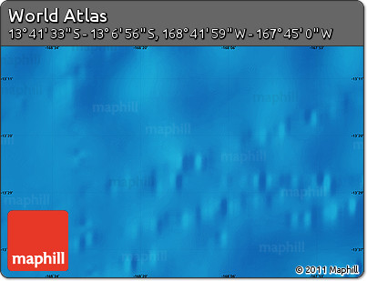 Shaded Relief Map of the Area around 13° 24' 15" S, 168° 13' 29" W