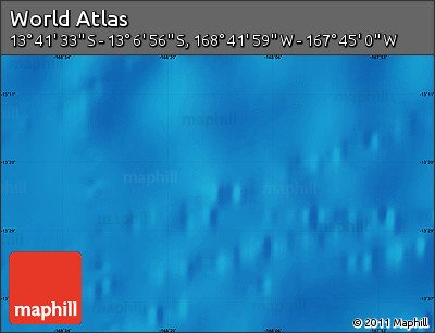Shaded Relief Map of the Area around 13° 24' 15" S, 168° 13' 29" W