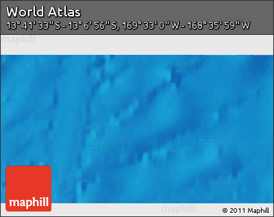 Physical 3D Map of the Area around 13° 24' 15" S, 169° 4' 29" W